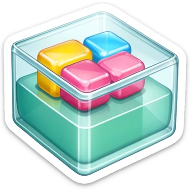 a transparent glass and gum box sticker