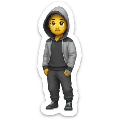 A person wearing a hoodie and karko pants sticker