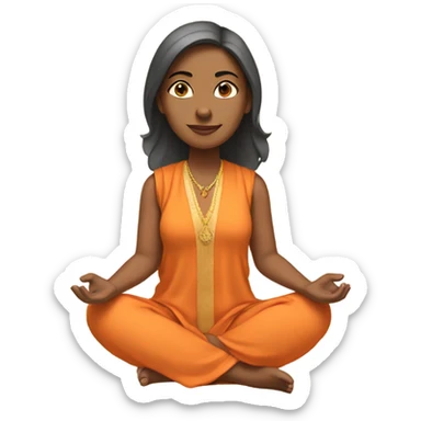 an  yogi Indian woman, sleeveless pastel shirt
  The character should be wearing an orange robe, symbolizing traditional yogic attire. The yogi can be sitting in a lotus position sticker