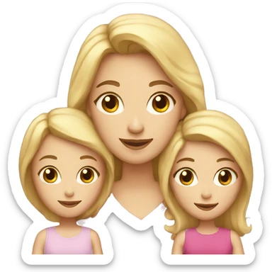 Mom with blond hair with 2 daughters sticker
