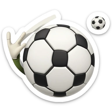 Swooshing soccer ball caught by goalie sticker