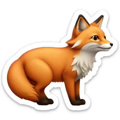 fox with small lynx inside belly sticker