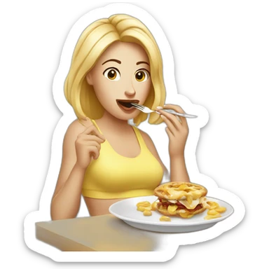 attractive pose white woman eats popsickle sticker