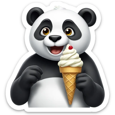 Panda eating ice cream sticker