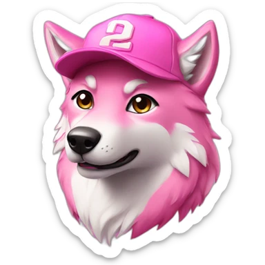 pink wolf in a cap sticker