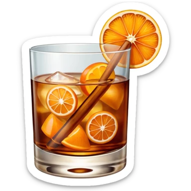 Brandy Old fashioned with orange peel twist sticker