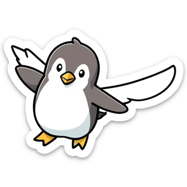 Penguin Flying ￼ sticker