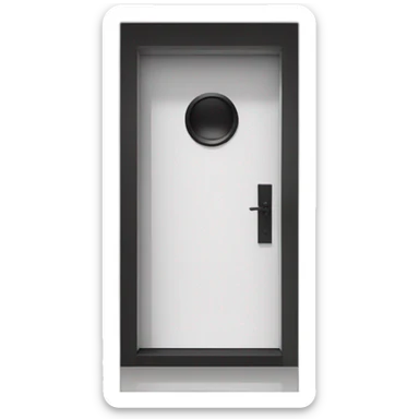 Large windowless rectangular matte black door white th pk ocular handle and a vertical BCD sight Adjace sticker