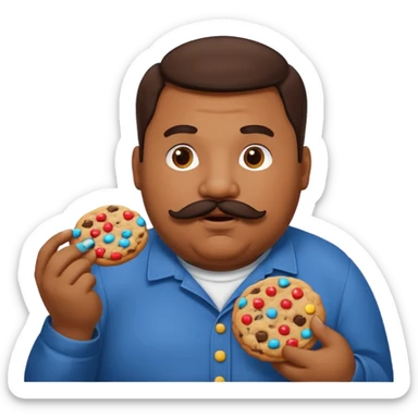 Obese brown man eating cookie  sticker