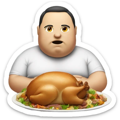 Fat person eating a big dinner sticker