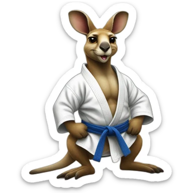 buff kangaroo doing Brazilian jiu-jitsu hyper realistic sticker