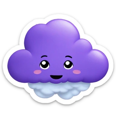 purple cloud with a face sticker