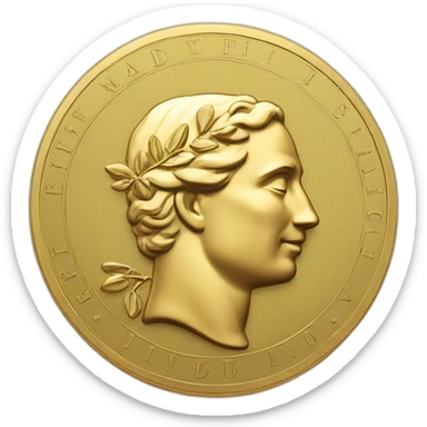 gold coin with classic label in center and minimal laurel sticker