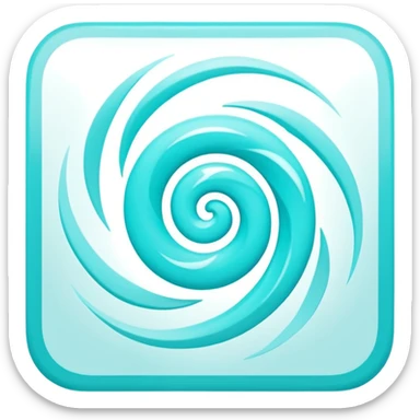 a Tiny compressed Stylized light-turquoise whirlwind symbol inside a pastel white square icon, light turquoise borders sticker