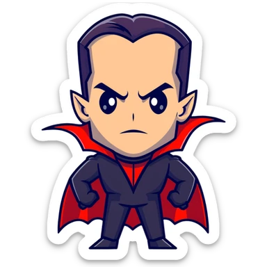 Dracula with slicked back hair and vampire cape sticker