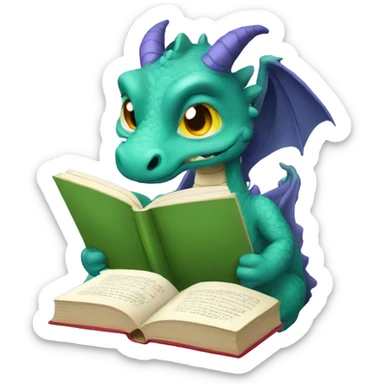 Dragon reading book sticker