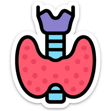 colorful, simple, and clear icon of the human thyroid gland, color outline style sticker
