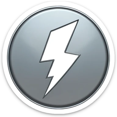 A lightning bolt emoji made of polished silver chrome, sharp yet rounded edges, glossy metallic surface, soft reflections, minimal futuristic design, iOS emoji style, centered, clean white background sticker