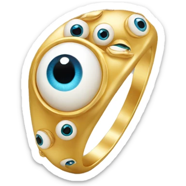 thin gold ring studded with eyeballs sticker