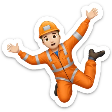 engineer hi-vis orange overalls falling over sticker