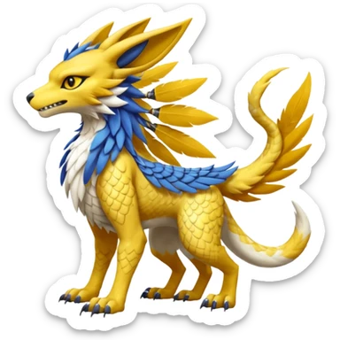 Renamon-Gryphon-Zeraora-Bastet-Koraidon-Latias-Vernid-Sergal-fusion-hybrid-creature sticker