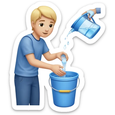 emptying a bucket of water sticker