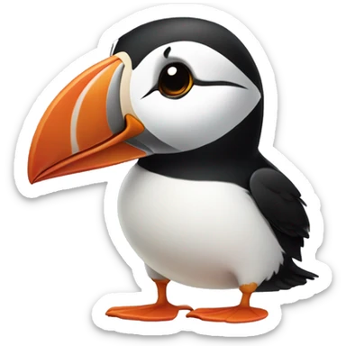 A puffin with kawaii eyes, side view sticker