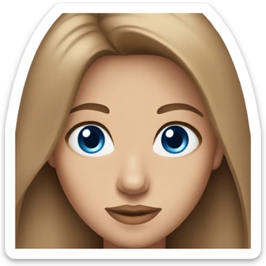 beautiful woman, straight long light brown hair, blue eyes sticker