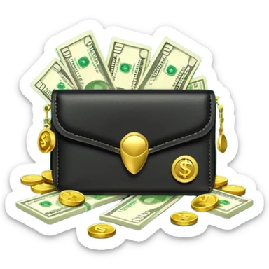 Aviator money emoji, wallet full of cash, casino vibe, premium 3D emoji style, clean, no background
 sticker