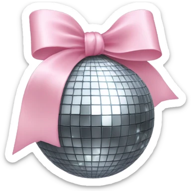 Disco ball with a light pink bow sticker