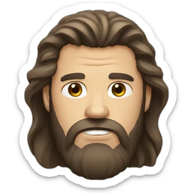 long brown haired bearded man angry sticker
