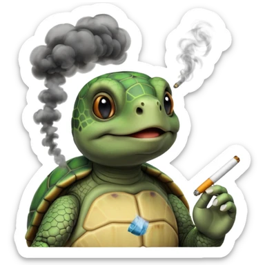 One turtle smoke a cigarette sticker
