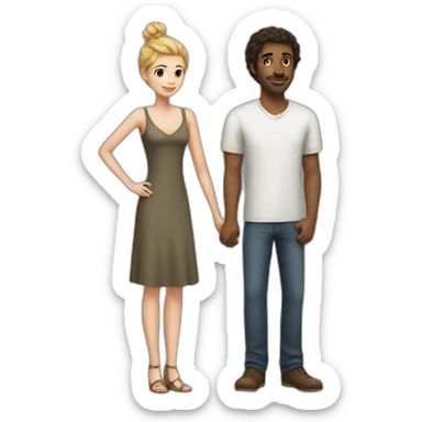 Romance of a tall man with a short girl sticker