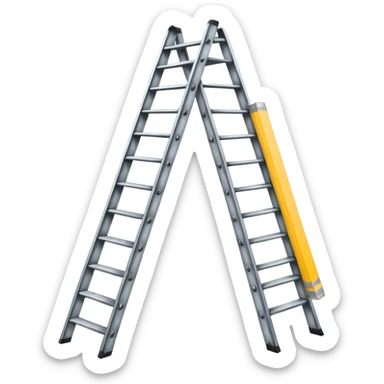 Broken ladder with tape fix sticker