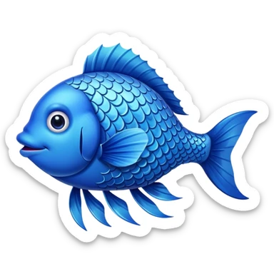 blue happy fish directly from side sticker