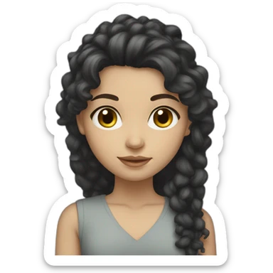 White skin color pakistani girl with black frizzy long hair sticker