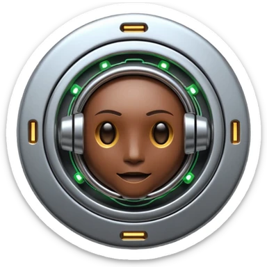 3D render of Data Port, futuristic cyborg aesthetic, fusion of organic skin and chrome metal, metallic socket embedded in dark brown skin, exposed wiring,emoji style, isolated on white background --v 6.0. sticker