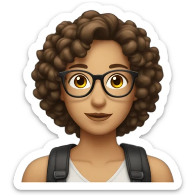 brunette girl with glasses and curly hair with text "approved" sticker