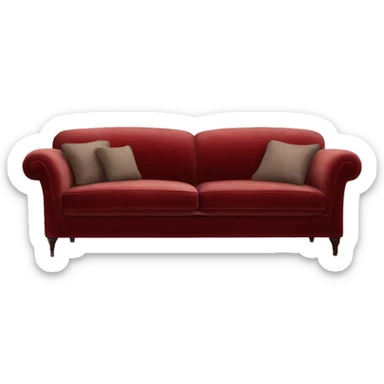 Red vintage-style,soft velvet, worn look, cozy and inviting sofa sticker