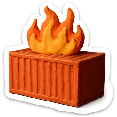 shipping container on fire sticker