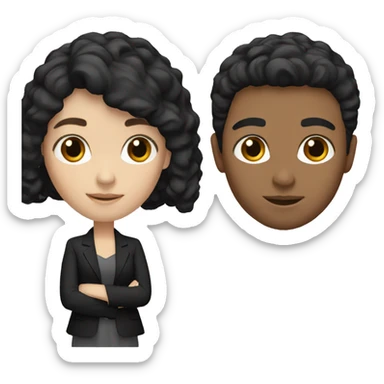 Spanish teacher, white, black hair, sticker