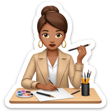 female fashion designer, designing fashion clothing sticker