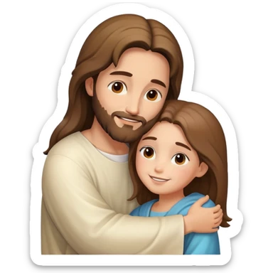 Jesus hugs a girl sticker
