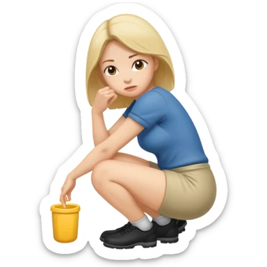 Woman squatting and pissing sticker
