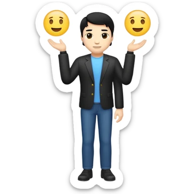 emoji man light skin and black hair, CUERPO COMPLETO sticker