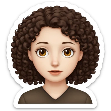Pale skin, curly dark brown hair, medium brown eyes. sticker