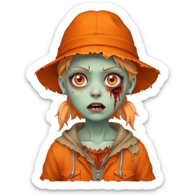 zombie woman in orange hats sticker