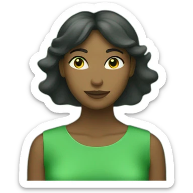 Green women holding three gold stars above head sticker