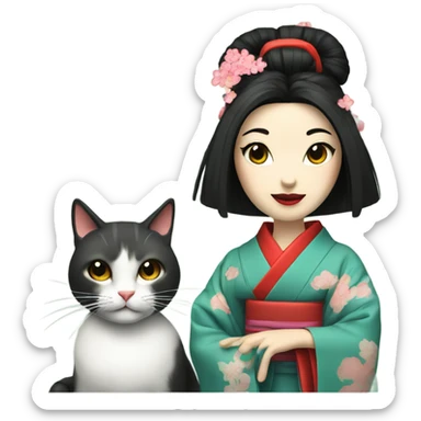 Geisha with cat sticker