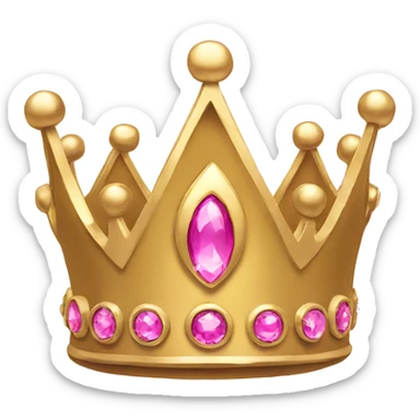 Simple gold queen crown with pink jewels sticker